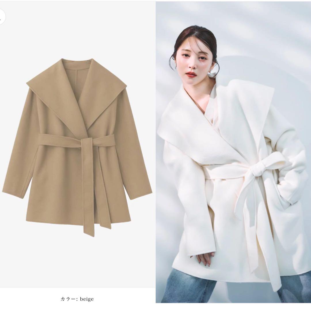 polaura 完売　ショールカラーウールミドルコート