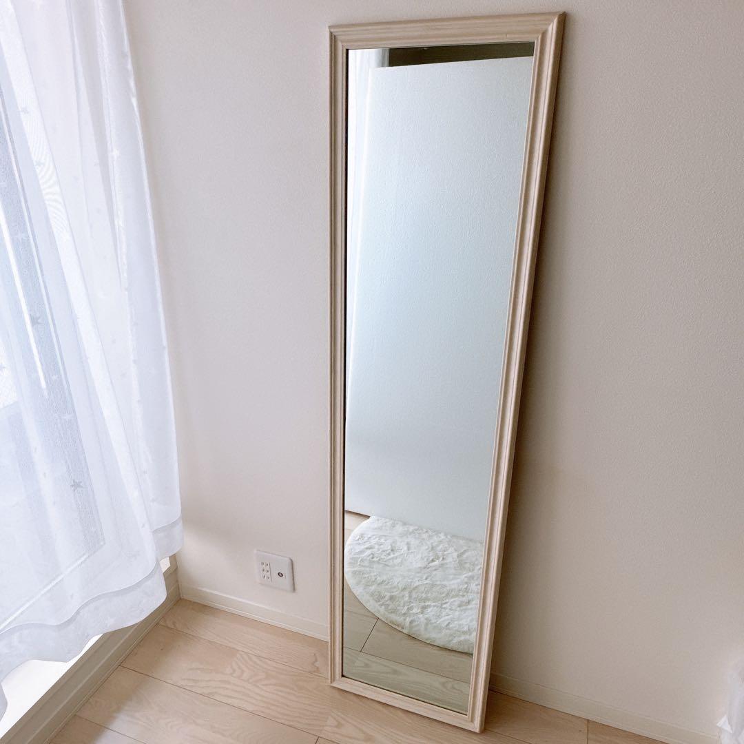 アンティーク ホワイト ウォールミラー スタンドミラー 壁立て 全身鏡 ホワイト