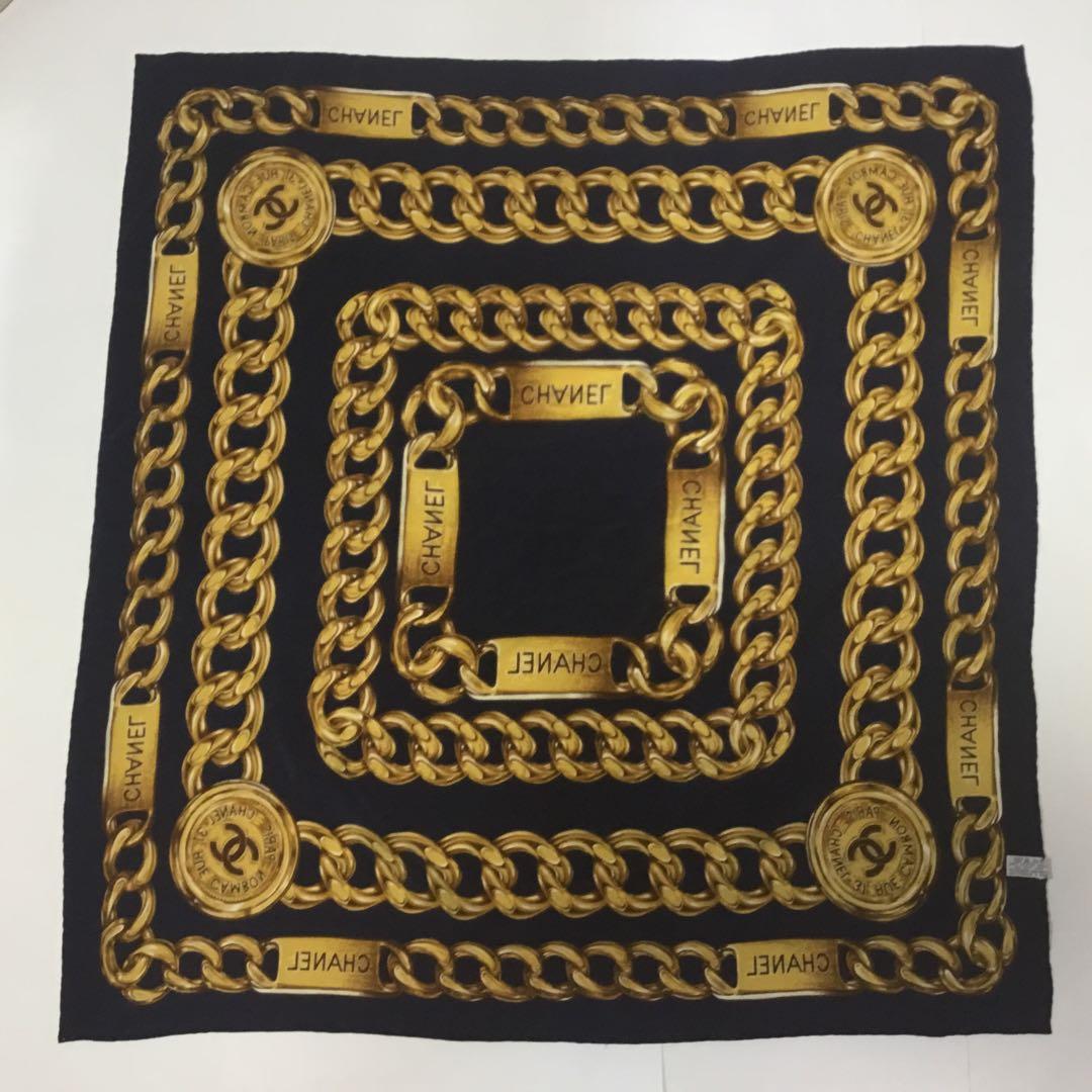 CHANEL ゴールドチェーン スカーフ　タグ付き