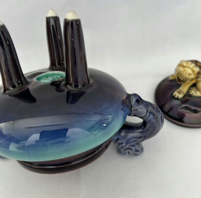 彩釉 久谷焼 香炉 徳田八十吉(正彦)