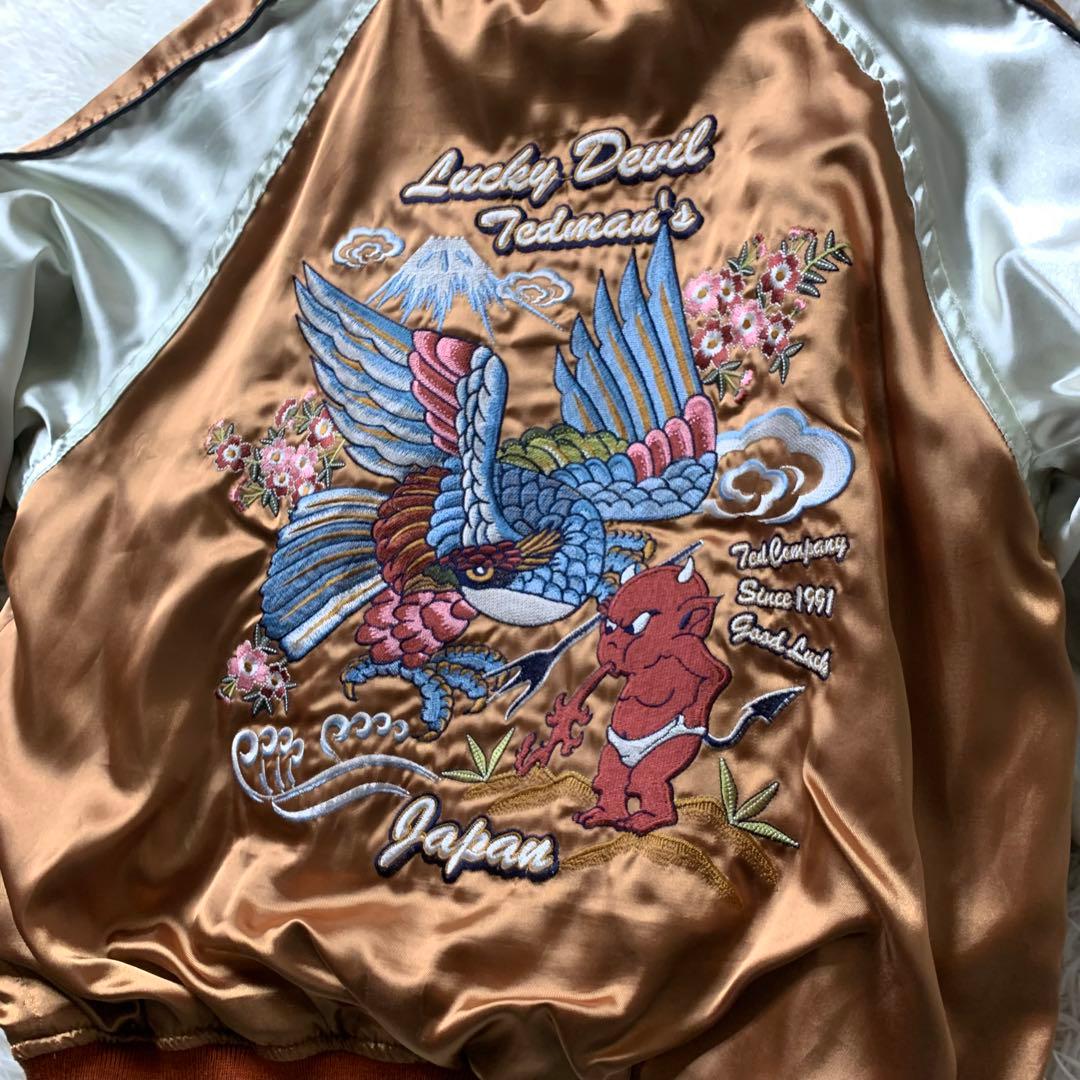 美品■TEDMAN スカジャン リバーシブル 別珍 刺繍 ブラック 40