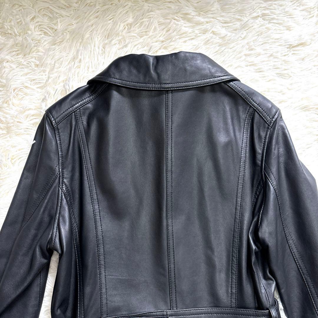 スペイン製✨BELLUCCI ラムレザー ステンカラーコート M 黒 ベルト付き