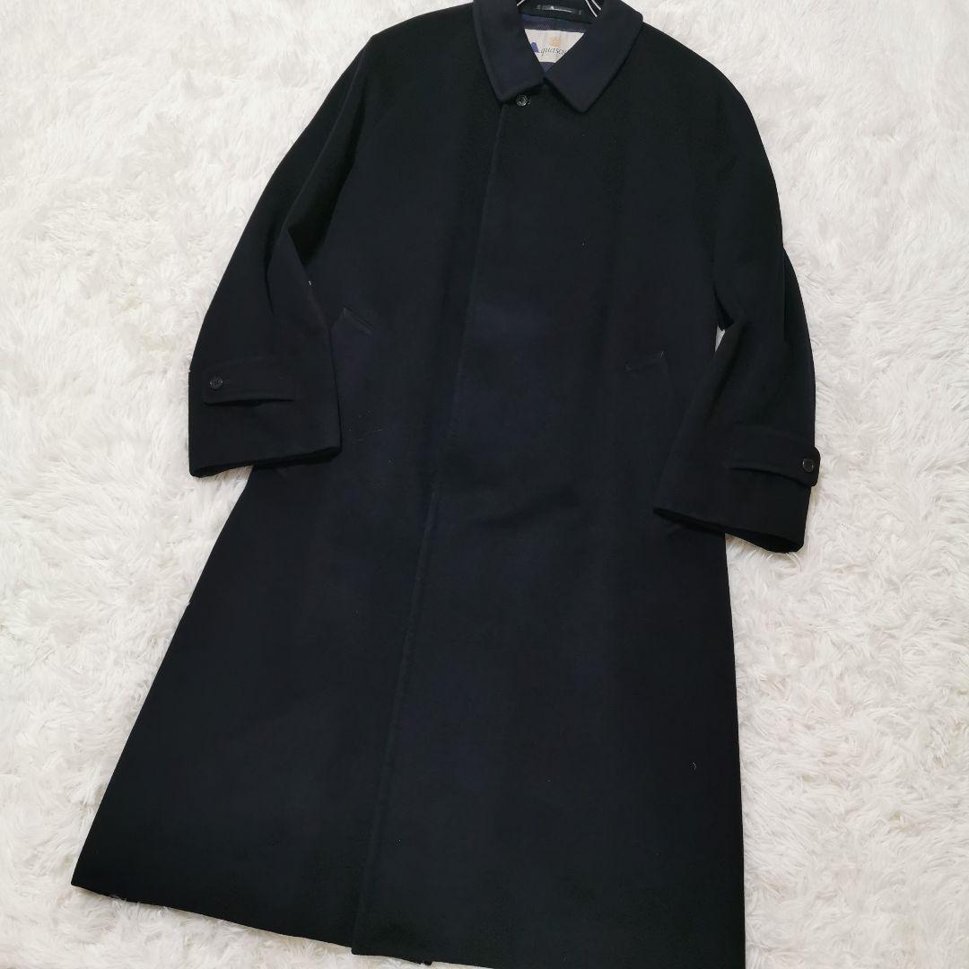 アクアスキュータム カシミア バルマカーンコート ステンカラーコート 紺 L相当