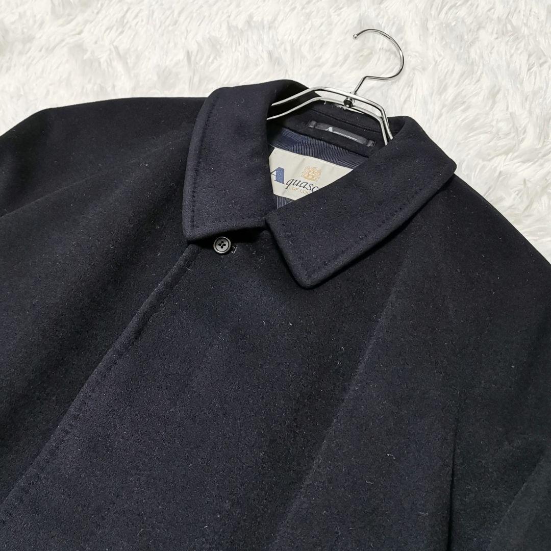 アクアスキュータム カシミア バルマカーンコート ステンカラーコート 紺 L相当