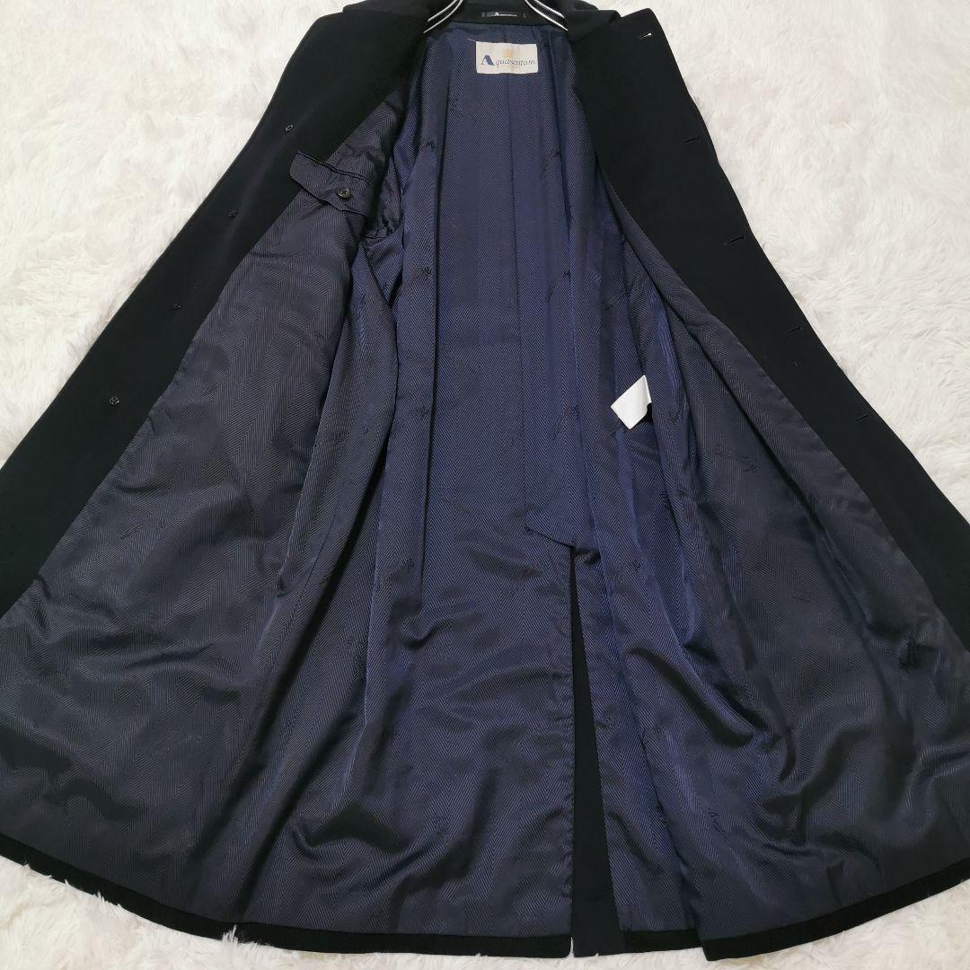 アクアスキュータム カシミア バルマカーンコート ステンカラーコート 紺 L相当