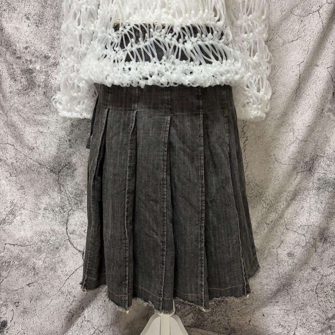 JUNYA WATANABE デニム　巻きスカート　プリーツ　カットオフ