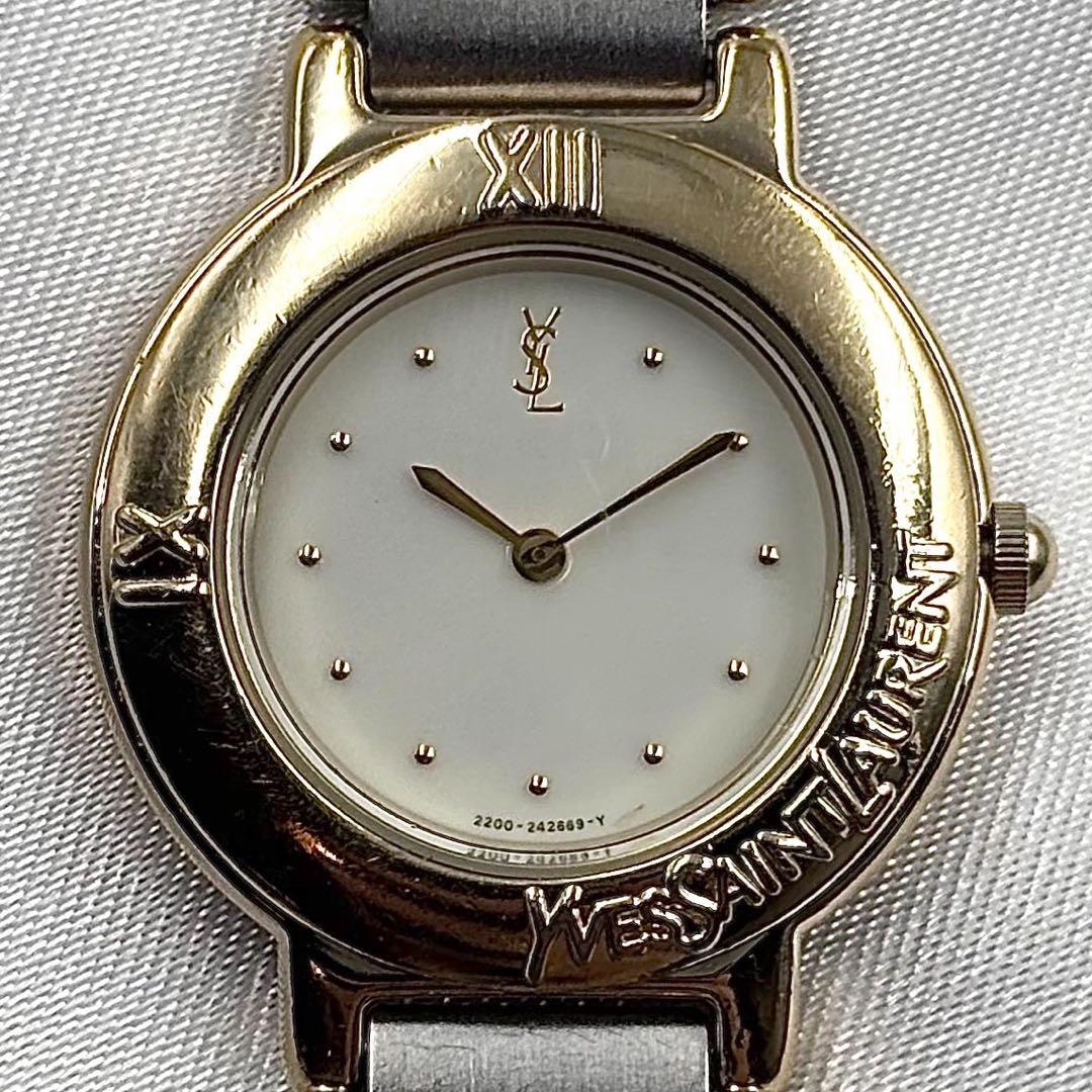 稼働品 イヴサンローラン YSL 腕時計 ペア レディース ゴールド y2k