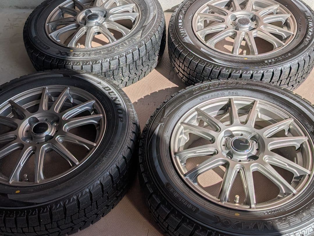 ①美品ダンロップ スタッドレス15インチ185/65R15 5.5J 4H100