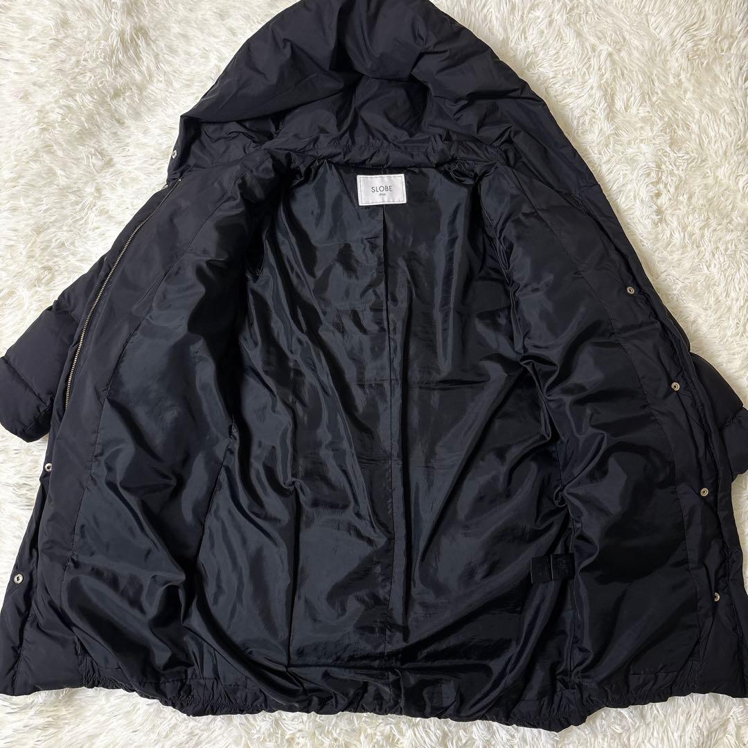 美品 スローブイエナ ショールフードロングダウンコート ブラック黒　サイズ 36