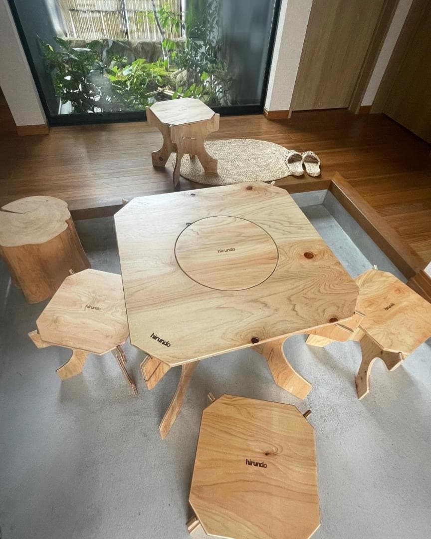 【B品】hirundo　組立式七輪テーブル・チェアセット