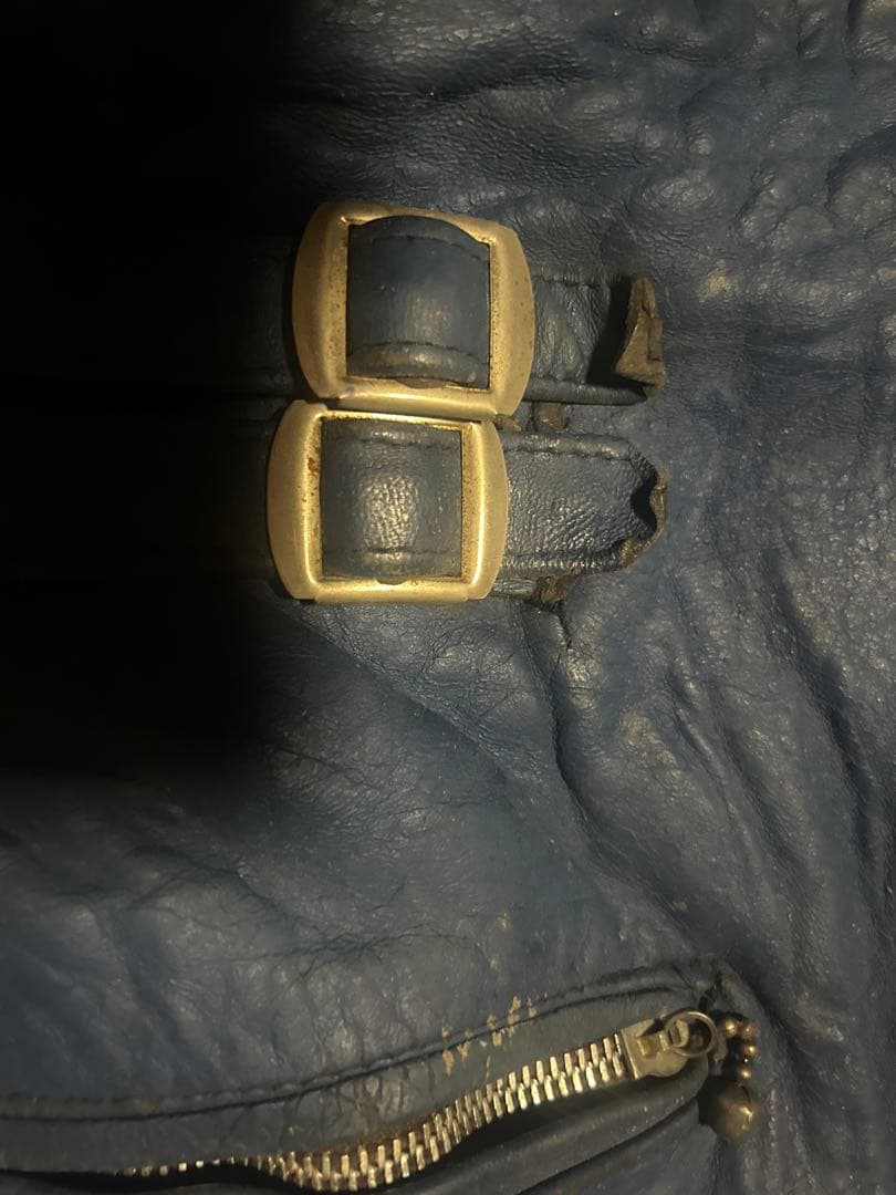 ACE LEATHER 青 ダブルライダースジャケット