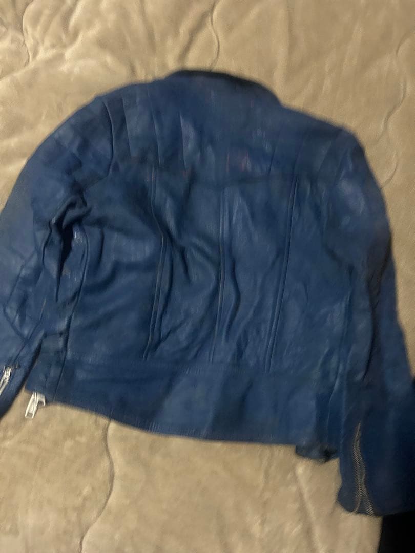 ACE LEATHER 青 ダブルライダースジャケット