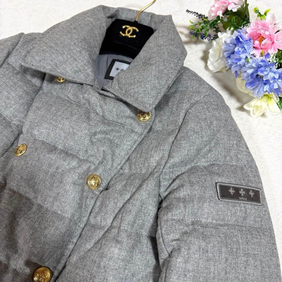極美品★TATRAS★タトラス カシミヤ混ダウンコート 金ボタン　03 グレー