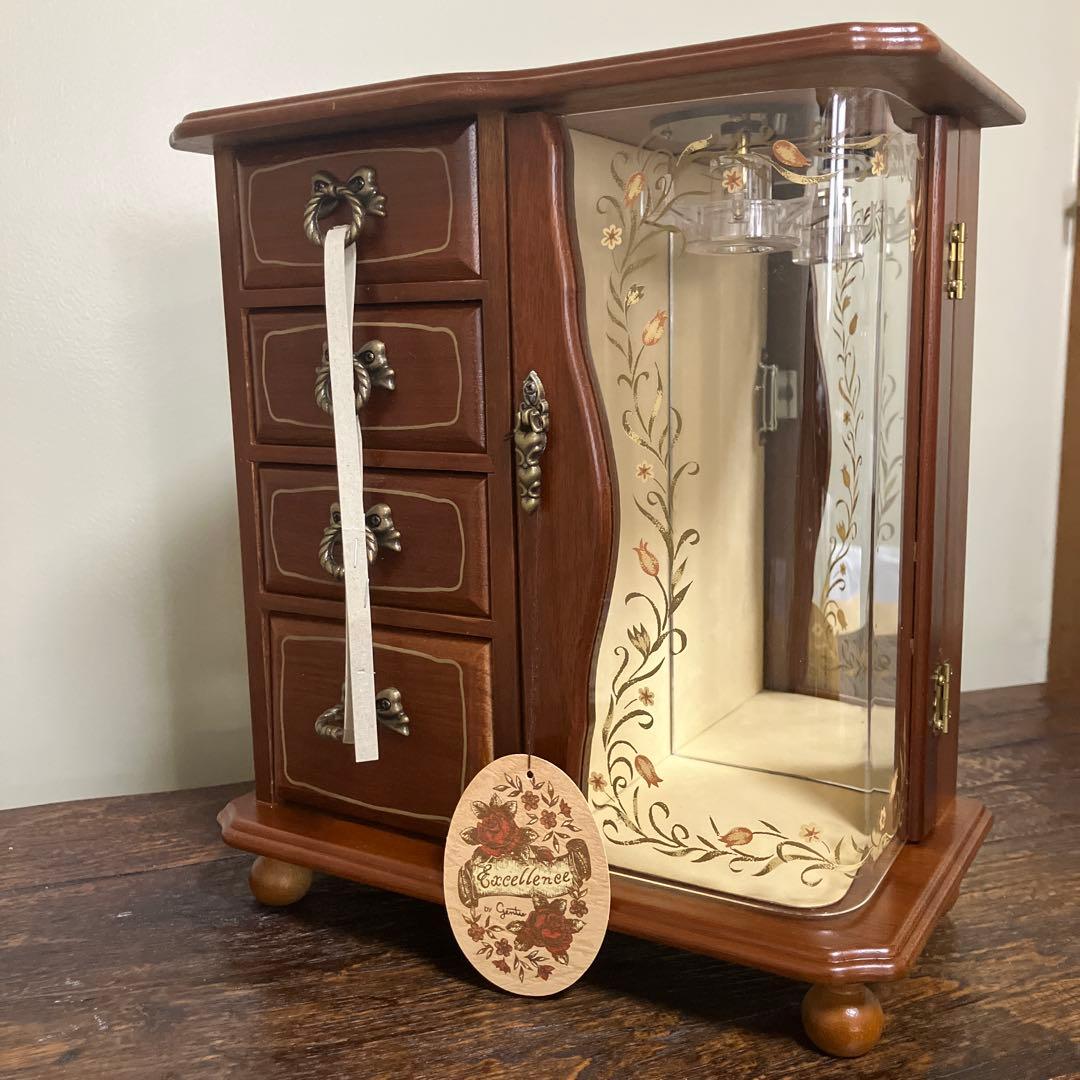 【タグ付き＊未使用】G-wood ジュエリーボックス　オルゴール　天然木　昭和