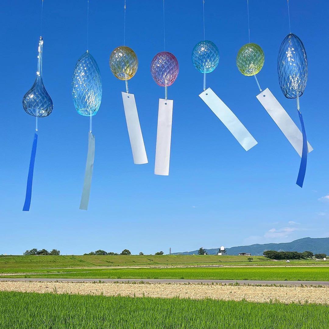 富山ガラス風鈴魚子模様硝子アーティスト作家ハンドブロウ別注オリジナル限定新品