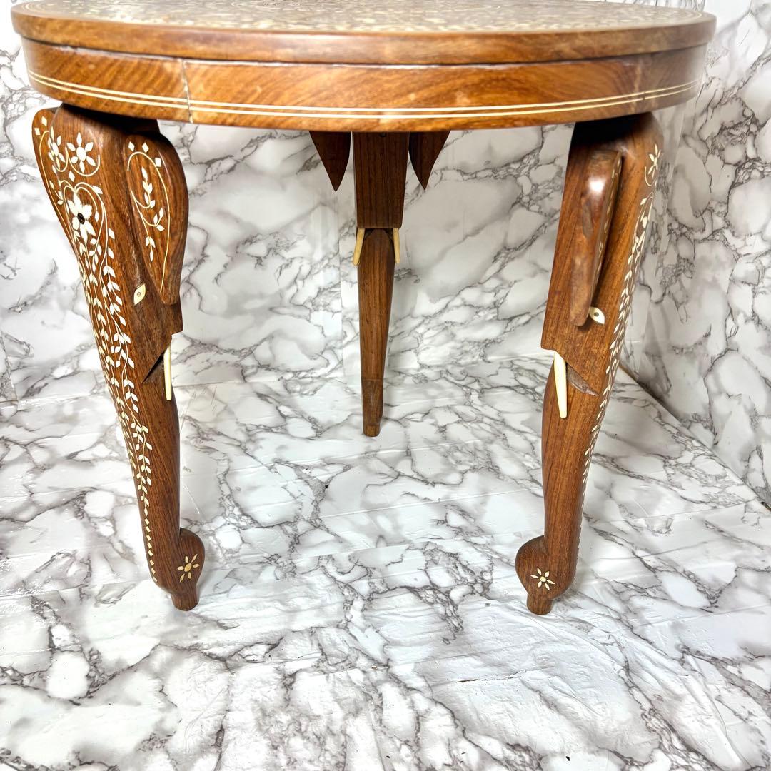 インド製 インディアンローズウッド　天然素材　 象嵌細工 サイドテーブル 3本脚