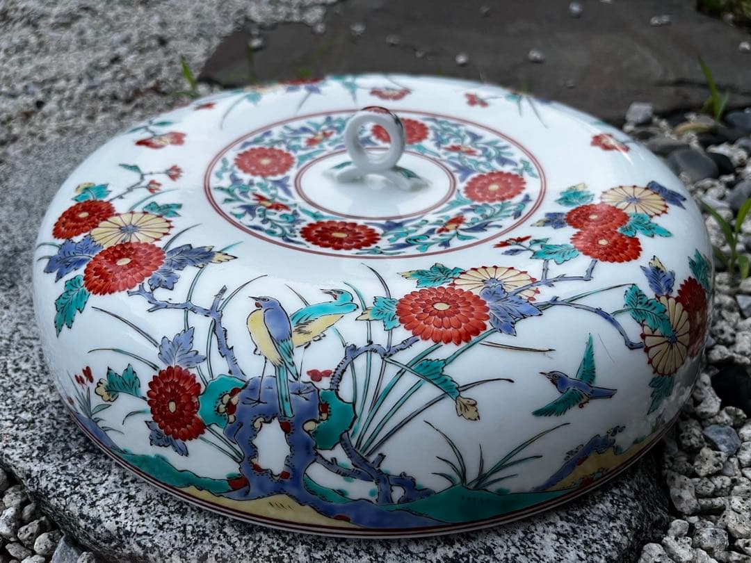 鷹峰　緒方作　大深鉢　火鉢　置物　工芸品　美術品　直径31cm アンティーク