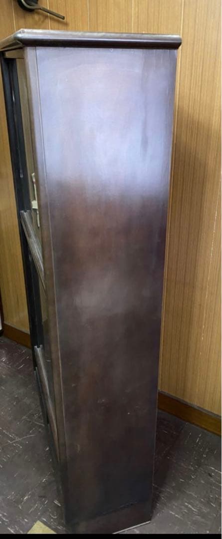 手渡し限定 昭和レトロ ガラス戸付 高級 本棚 収納棚 飾り棚 無垢 木製