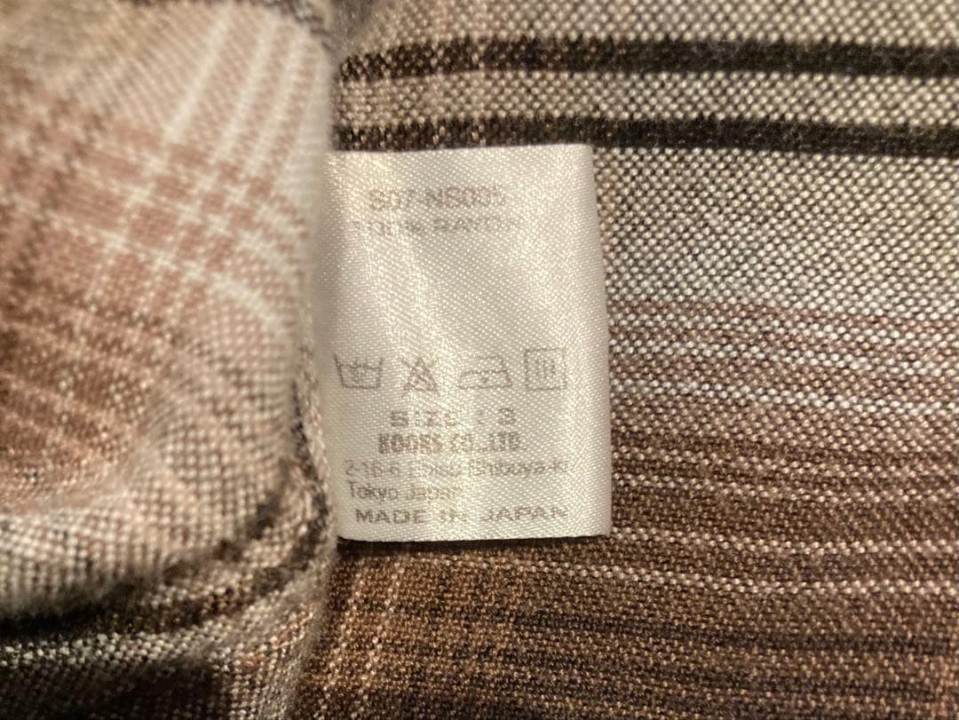 ナンバーナイン　レーヨン　オンブレロング丈チェックシャツ　ブラウン　3