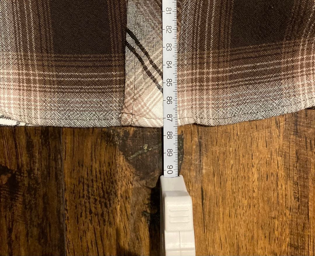 ナンバーナイン　レーヨン　オンブレロング丈チェックシャツ　ブラウン　3