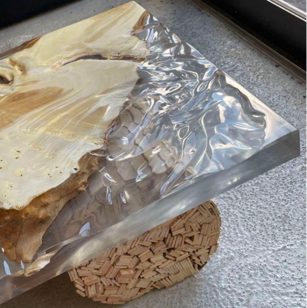 【♡YURIA♡】レジンテーブル 一点物 銀杏 クリスタル ハンドメイド