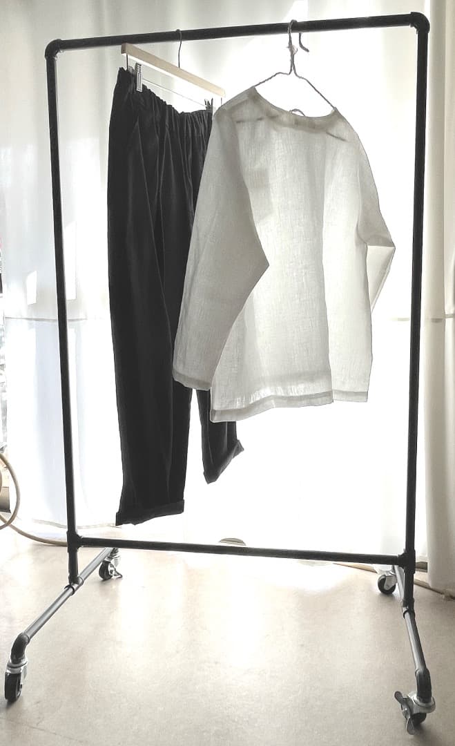 キャスター付 アイアン ガス管調 ハンガーラック 店舗用高剛性 引き取り限定