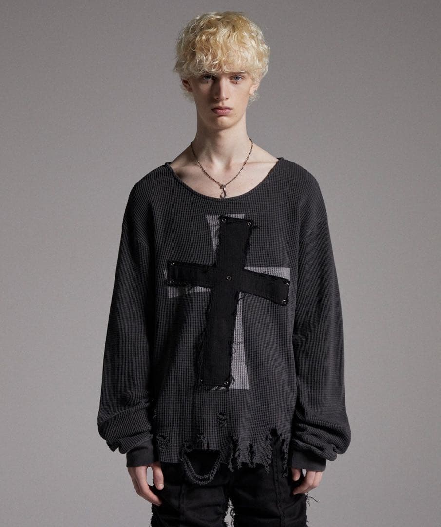 【GRANCY】クロスパッチダメージサーマルロンT Sサイズ