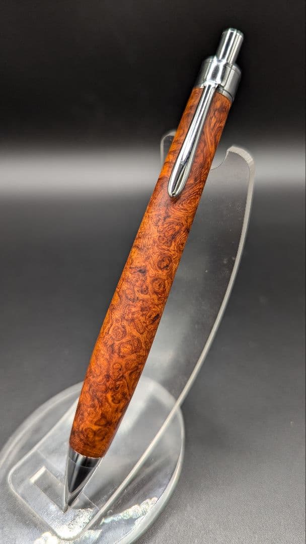 333ペン工房翌檜　本花梨　瘤杢　木軸シャーペン　ボールペン