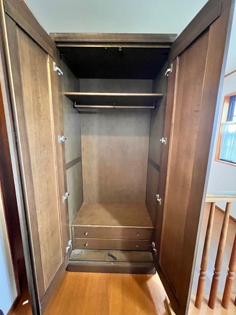 ダークブラウン 洋服タンス 引き出し付き