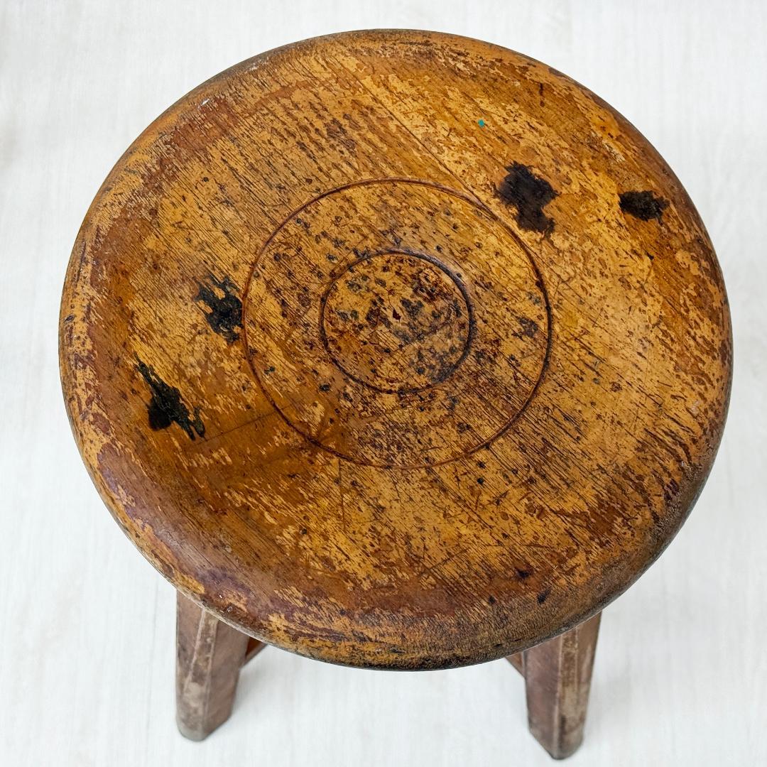 昭和レトロ 木製 丸椅子 2個セット