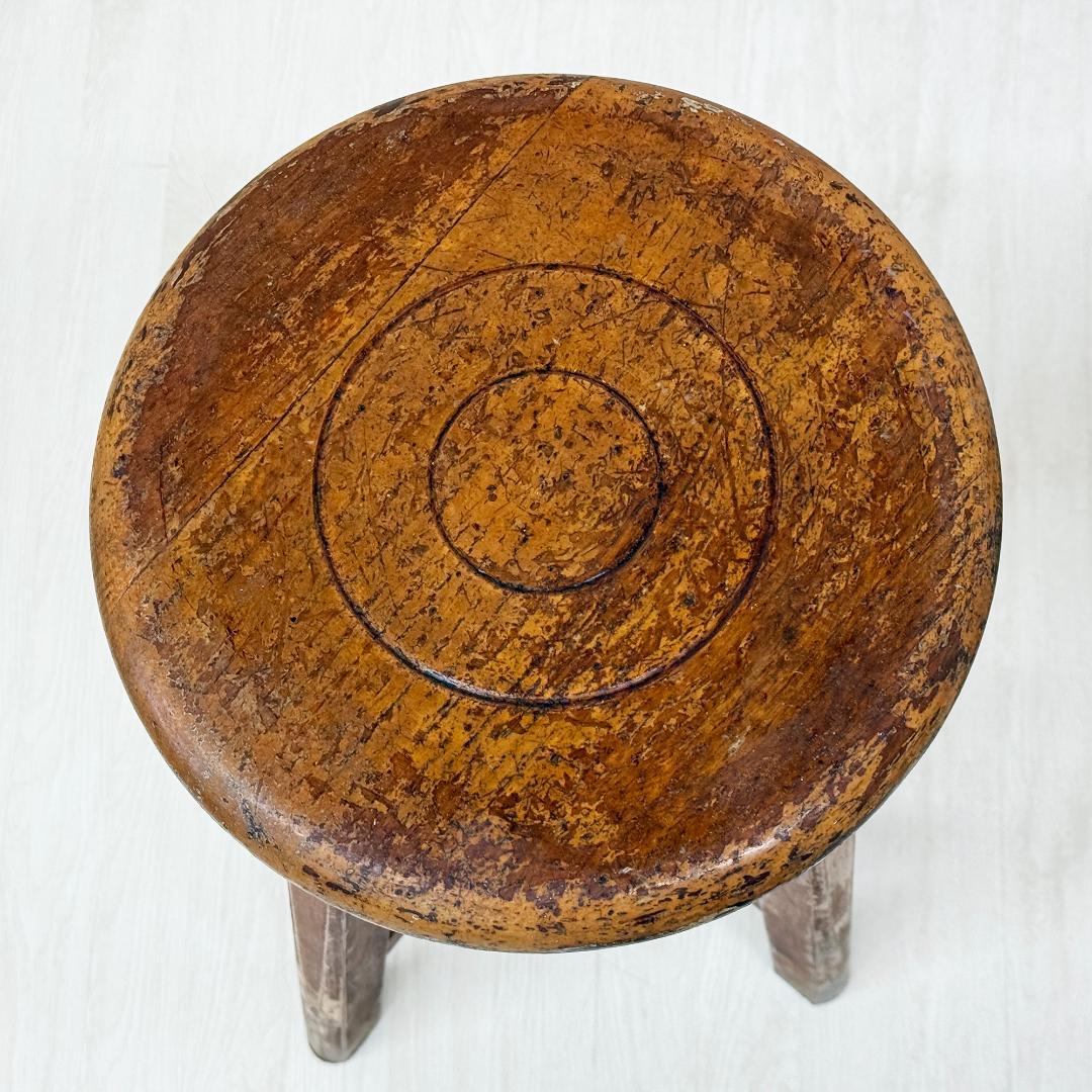 昭和レトロ 木製 丸椅子 2個セット