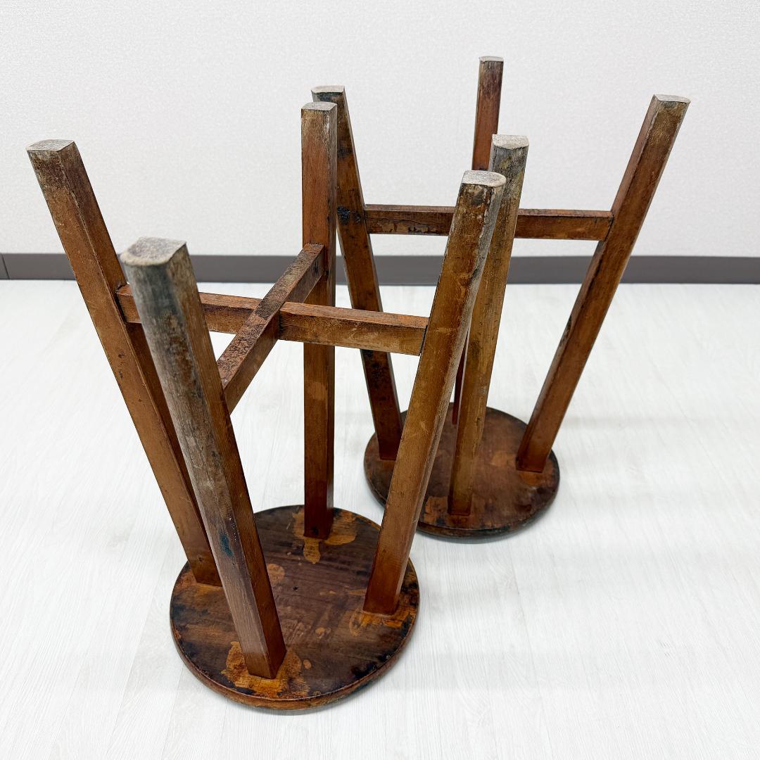 昭和レトロ 木製 丸椅子 2個セット