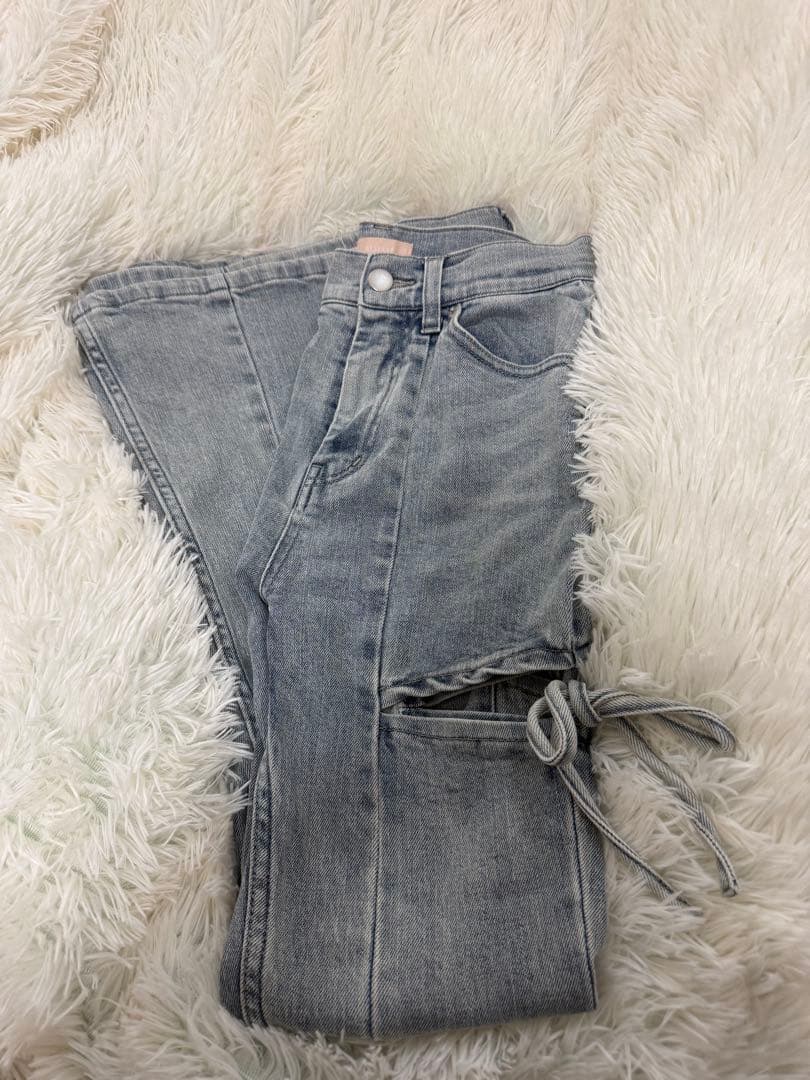 RESEXXY リゼクシー カットアウトリボンデニムパンツ アイスブルー XS