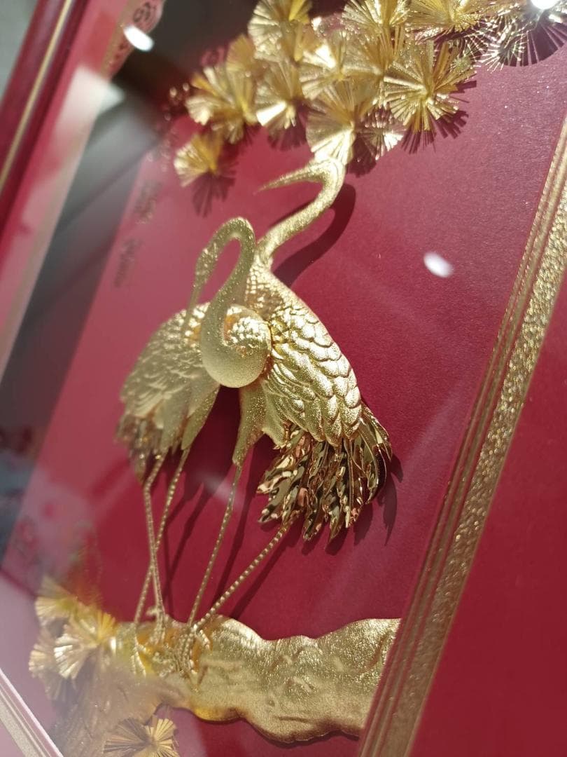 超美麗【松齢鶴】※金箔ハンドメイドの1点もの！