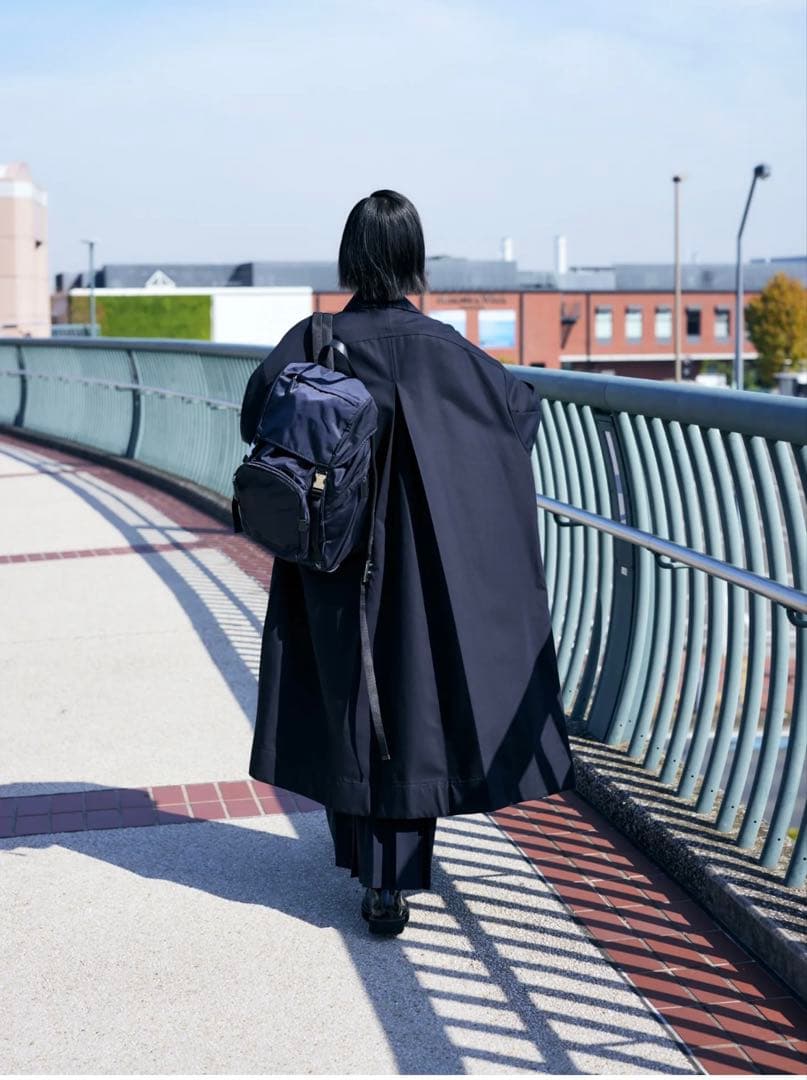 エンフォルド SOUTIEN-COLLAR COAT ネイビー