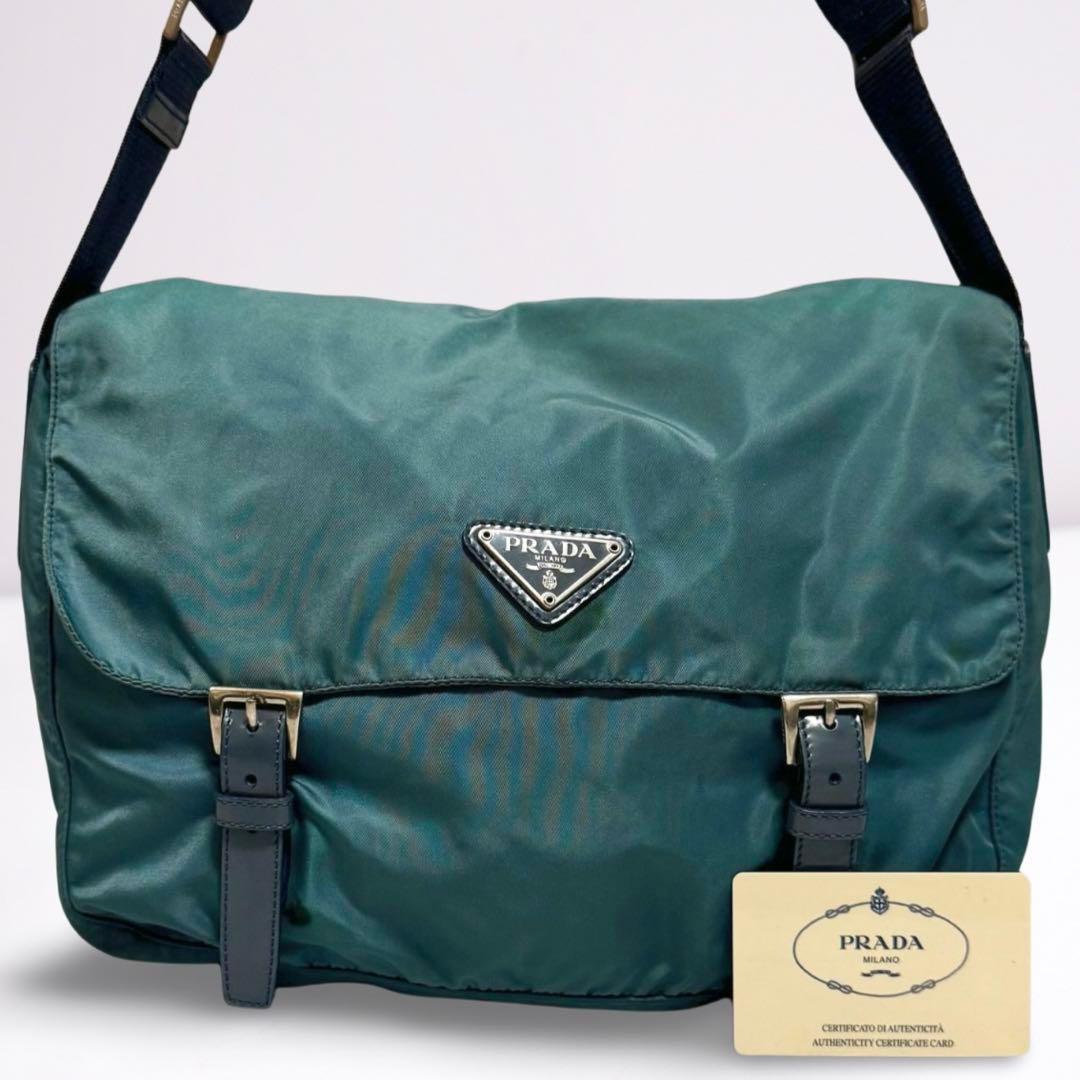 【正規品】プラダ PRADA 三角ロゴ メッセンジャー ギャラカード付 男女兼用