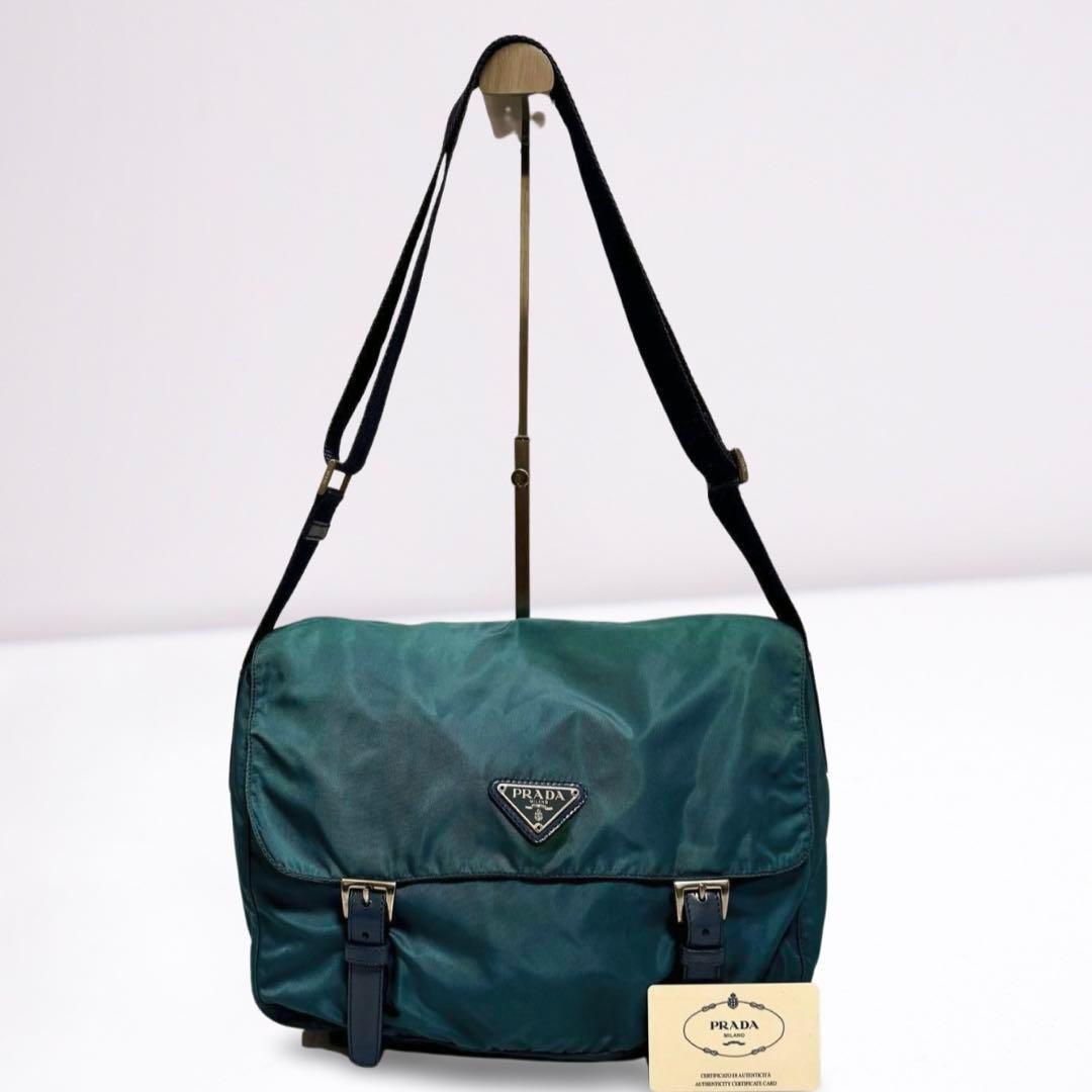 【正規品】プラダ PRADA 三角ロゴ メッセンジャー ギャラカード付 男女兼用