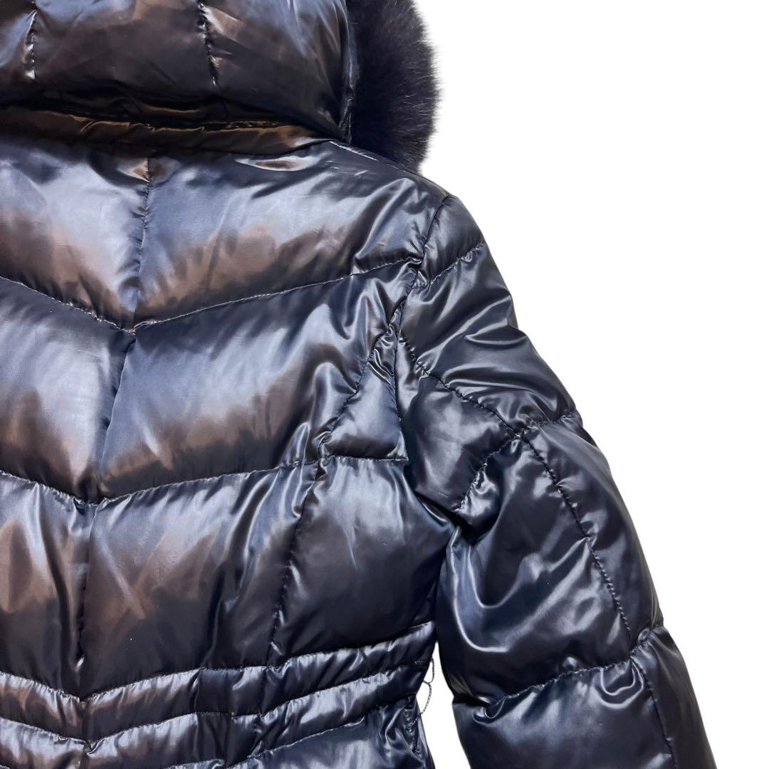 40 ブルーフォックス ファー ダウンコート Aライン フレア インディヴィ 紺