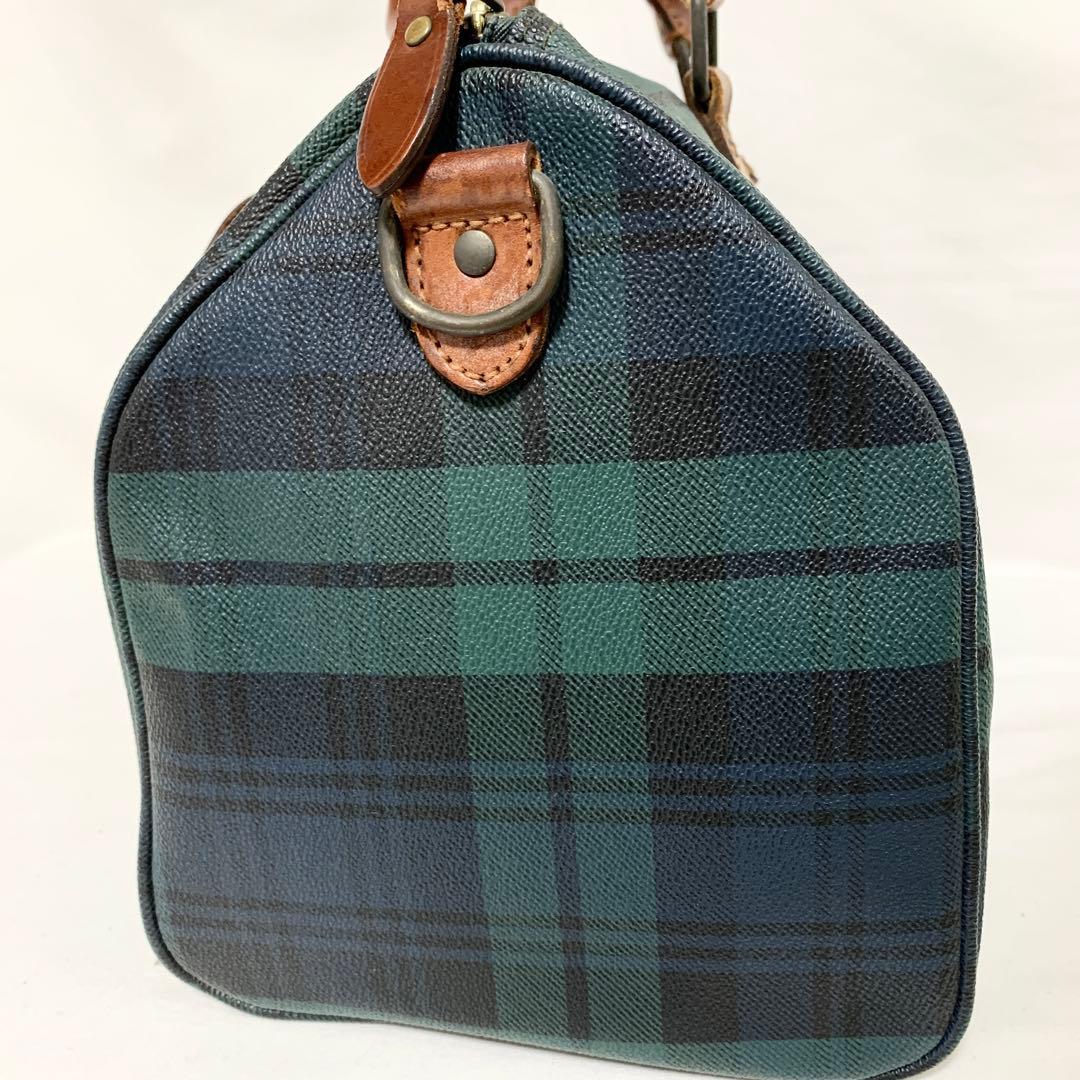 良品✨ ポロラルフローレン　タータンチェック　ミニボストンバッグ　グリーン