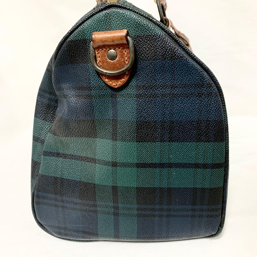 良品✨ ポロラルフローレン　タータンチェック　ミニボストンバッグ　グリーン
