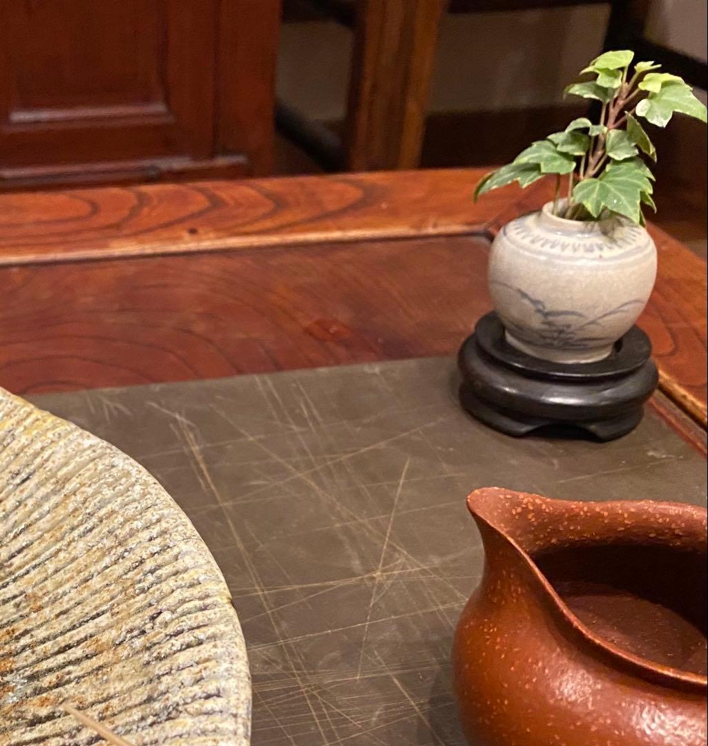 安南焼・アナミス　ミニ染付花器　　　鑑賞台付 一輪挿し　ヴィンテージ　レア