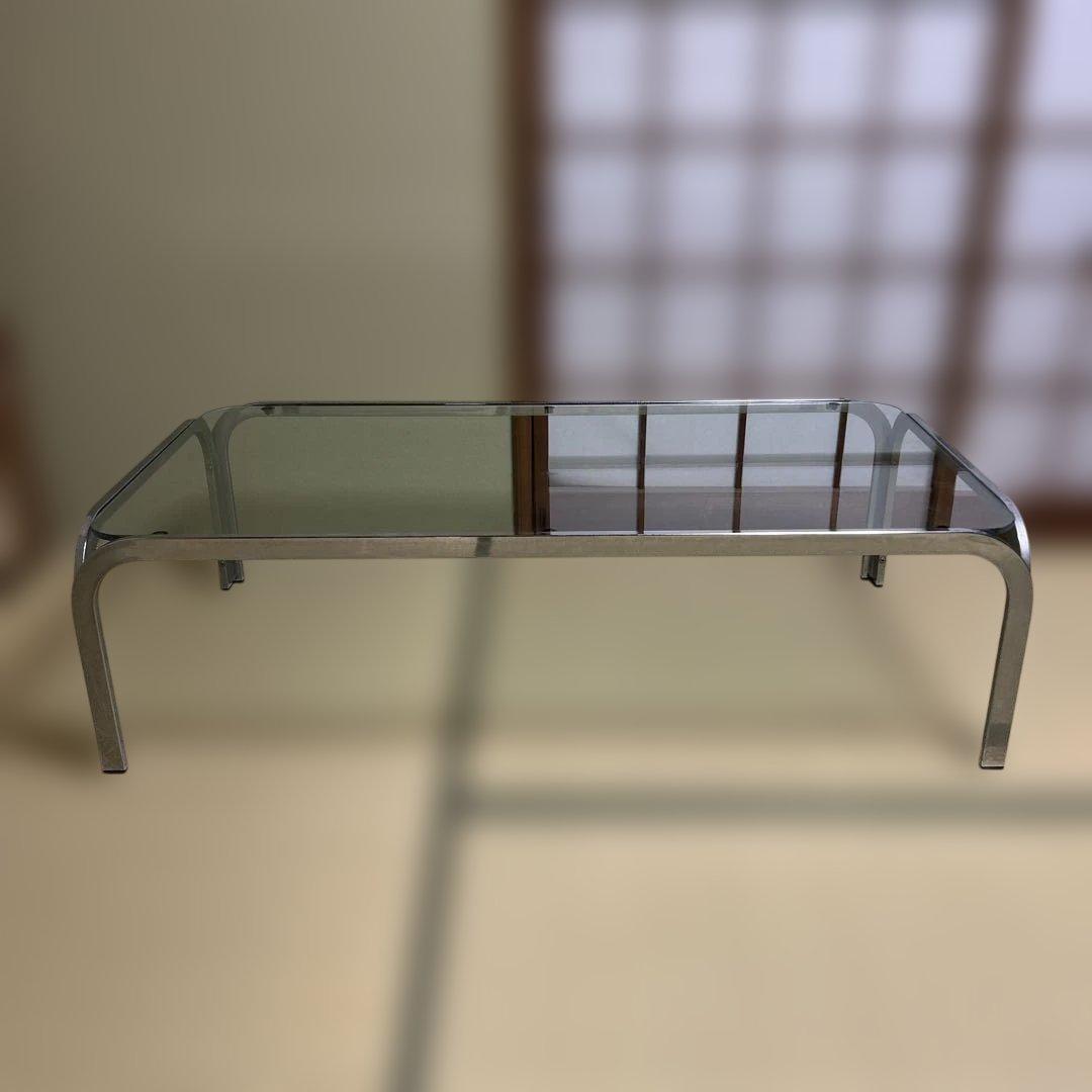 ガラス 金属 長方形 ローテーブル