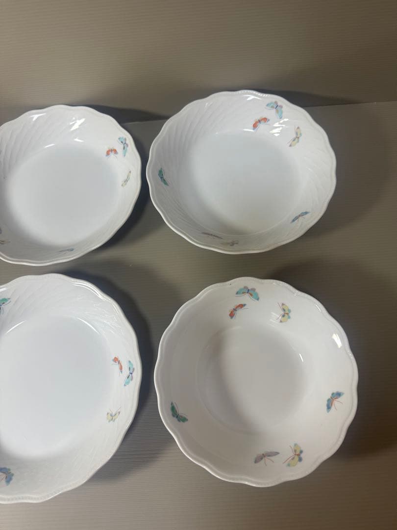 2079 深川製磁　蝶文　皿5客　鉢1客　未使用