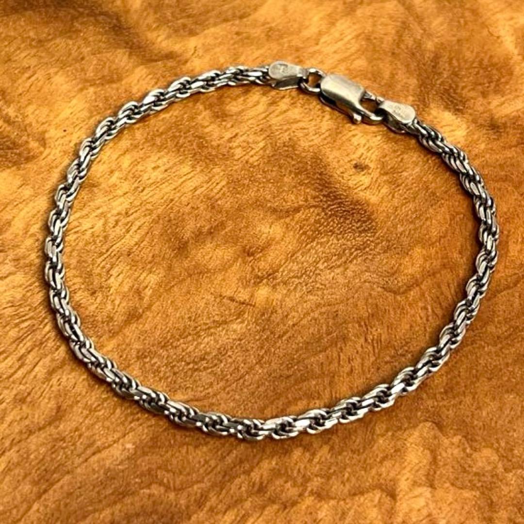 イタリア ヴィンテージ シルバー ツイスト チェーン ブレスレット 925