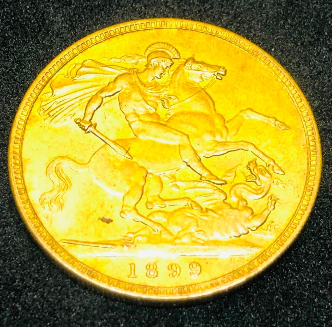 1899年　ヴィクトリア女王 金貨 オーストラリア 聖ジョージ竜退治3