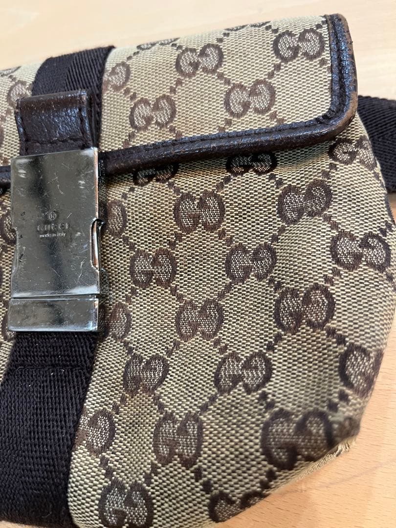 GUCCI GG柄 ウエストポーチ ボディバッグ ベージュ×ブラウン