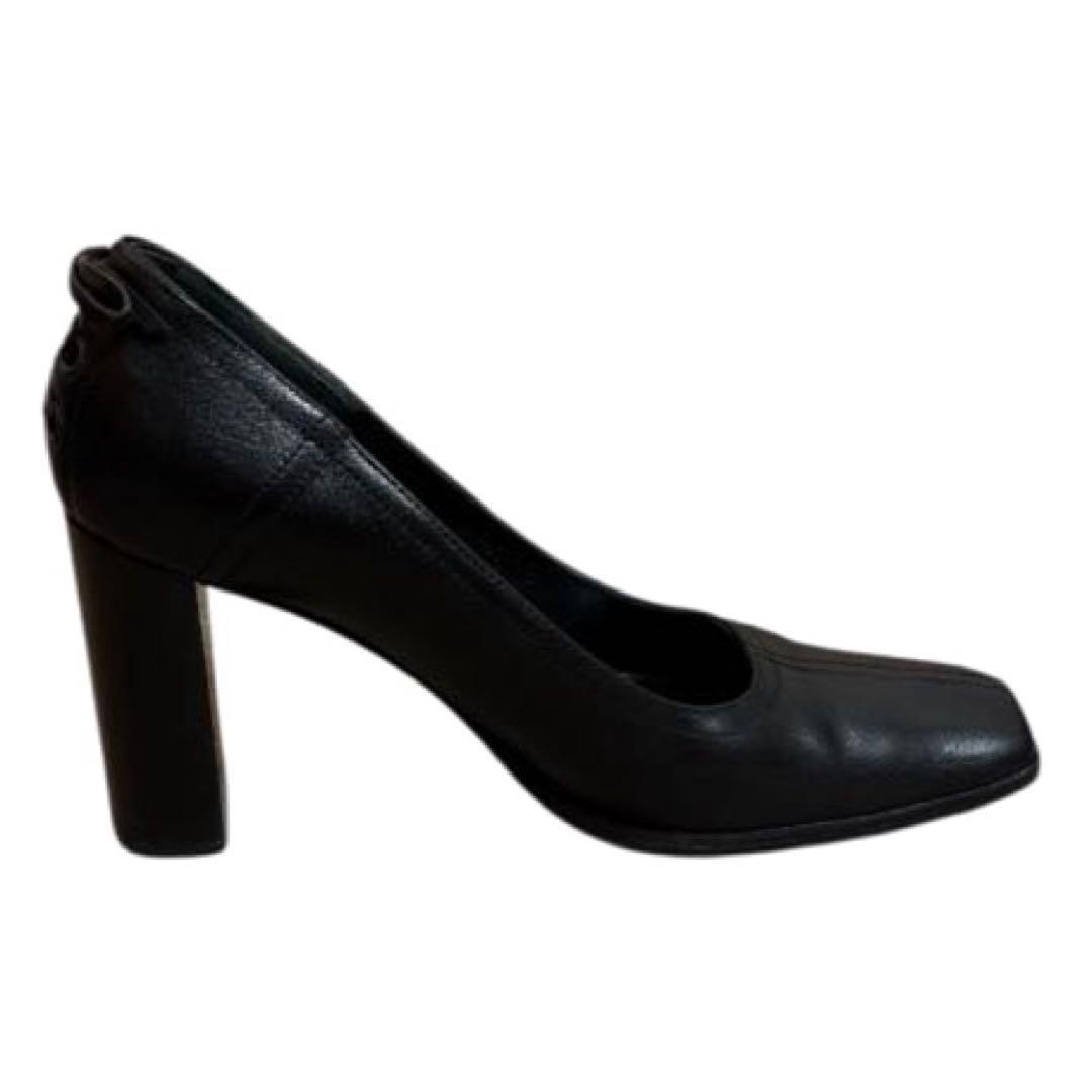 miu miu バックレースアップスクエアトゥパンプス　ブラック37（24㎝）