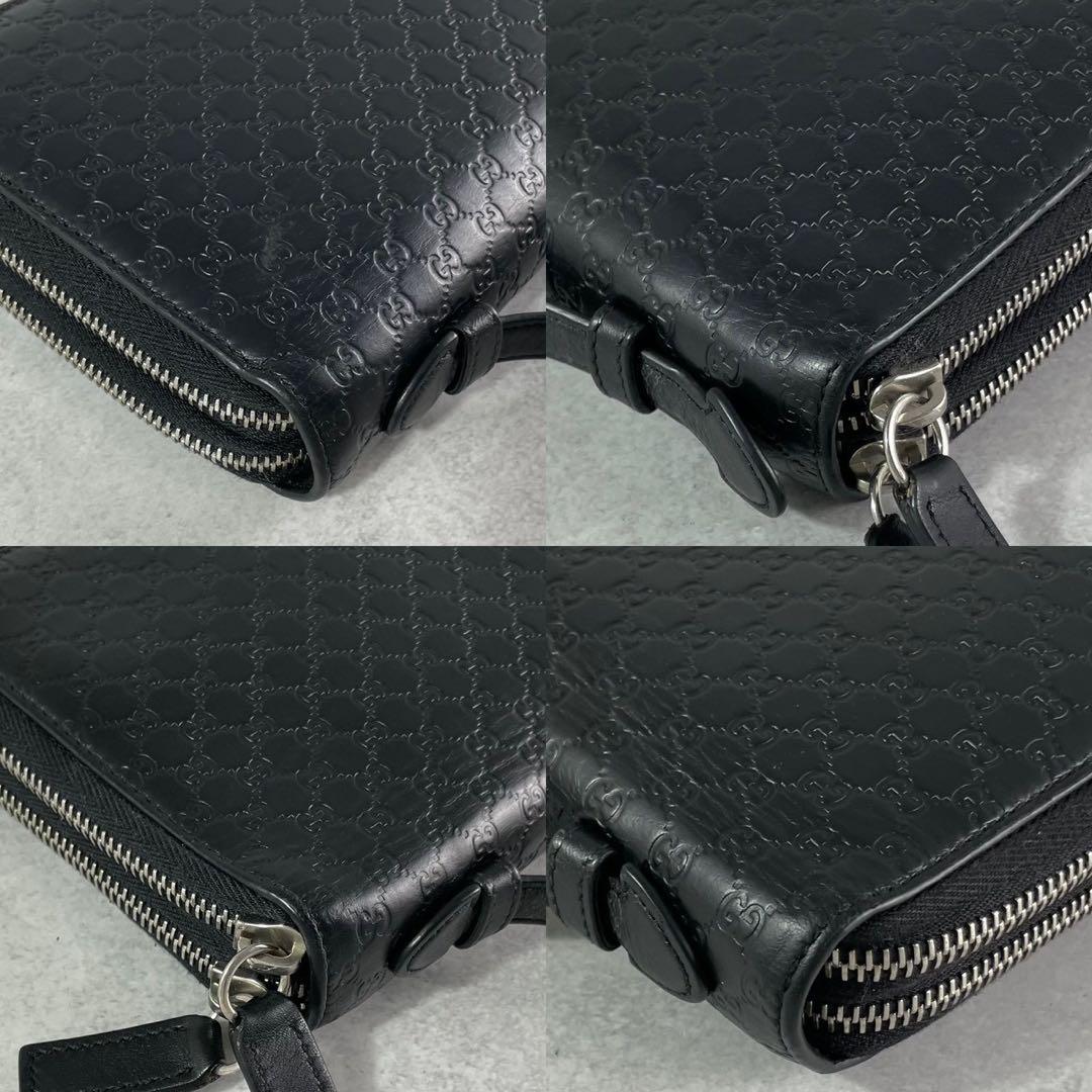 ヌコ✨ GUCCI オーガナイザー 長財布 2室 レザー 黒 マイクロGG