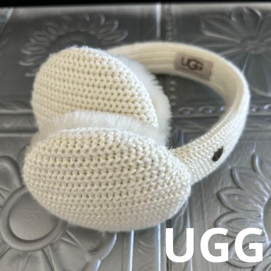 UGG アグ 耳あて イヤーマフ ホワイト ニット ボア