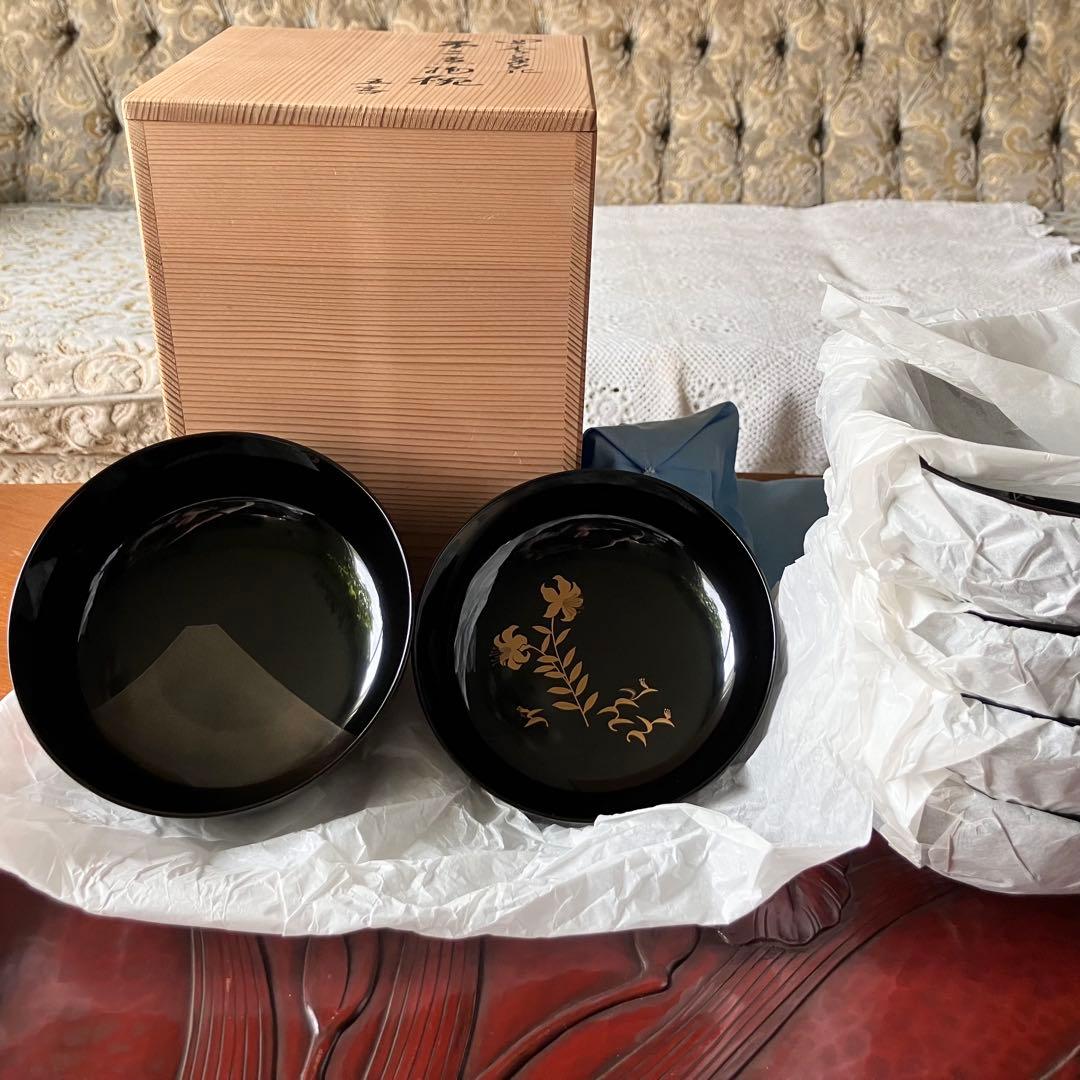 京漆器 煮物椀 鈴木雅也作 四季草花 不二煮物椀 五客